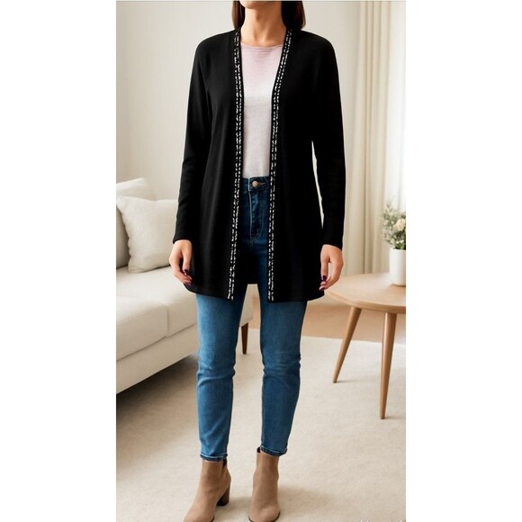 Howard Wolf Escape Cardigan XL Black VTG Metallic Trim Removable Shoulder Pads - Picture 4 of 16